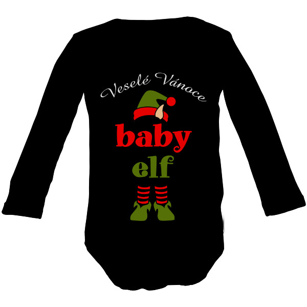 Dětské body Long  s potiskem Baby elf - veselé Vánoce