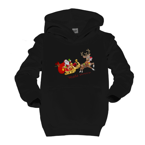Dětská mikina s kapucí s potiskem Santa a Rudolf