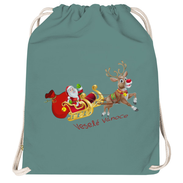 Vak na záda Organic  s potiskem Santa a Rudolf